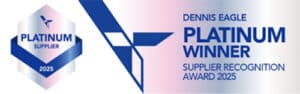 Wasey Manufacturing team proudly holding the Platinum Award received at the Dennis Eagle Supplier Recognition Awards 2025.