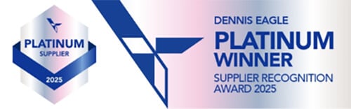 Wasey Manufacturing team proudly holding the Platinum Award received at the Dennis Eagle Supplier Recognition Awards 2025.